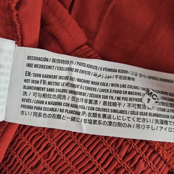 Abercrombie & Fitch Pleated Bralette Crop Tank Top Red Orange Ruched Shirt Large - Picture 9 of 9